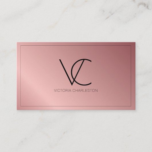 Roze metalen Folie Moderne minimale Visitekaartje (Voorkant)