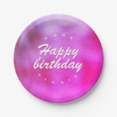 Roze metalen Folie Star Girly Happy Birthday Papieren Bordje (Voorkant)