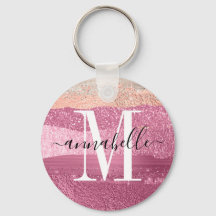 Roze metalen geborsteld glitter Sparkle Monogram