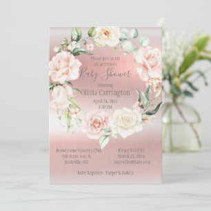 Roze metalen handschrift Elegant Baby shower Kaart