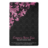 Roze metalen kant en zwarte damast mini klembord (Achterkant)