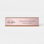 Roze metalen monogram moderne professional bureau naambordje (Voorkant)