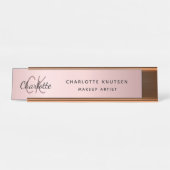 Roze metalen monogram moderne professional bureau naambordje (Voorkant)