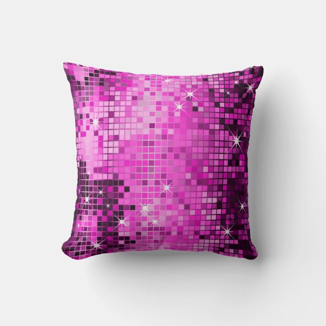 Roze metalen reeksen Glitter Abstract Pixel Art Kussen (Voorkant)