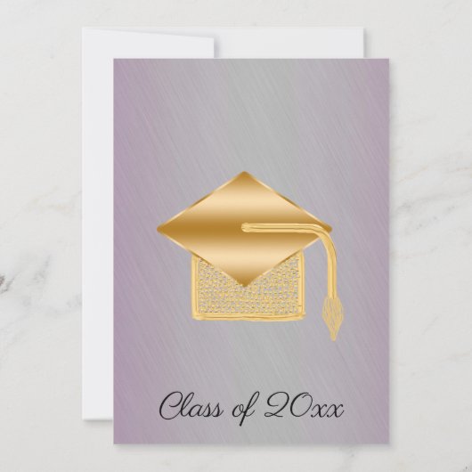 Roze metalen zijden Afstuderen Kaart (Achterkant)