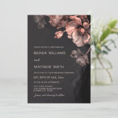 Roze Metallic 3D Bloemen Trouw Uitnodiging (Staand voorkant)