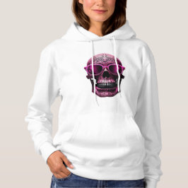 Roze metallic 3D schedel met trendy zonnebril Hoodie