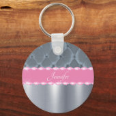 roze metallic bling naam Glam Sleutelhanger (Voorkant)