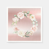 Roze Metallic Bloemige Bloos Waterverf Baby Shower Servet (Voorkant)