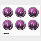 Roze Metallic Disco Ball Ronde Sticker (Vel)