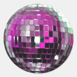 Roze Metallic Disco Ball Ronde Sticker