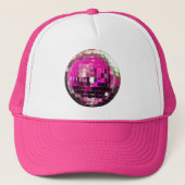 Roze Metallic Disco Ball Trucker Pet (Voorkant)