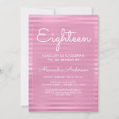 Roze Metallic Folie Girly Gestreept 18e Verjaardag Kaart (Voorkant)