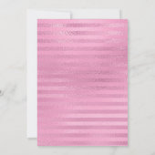 Roze Metallic Folie Girly Gestreept 18e Verjaardag Kaart (Achterkant)