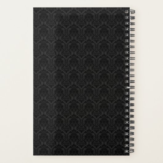 Roze Metallic Kant Zwart Damask Planner (Achterkant)