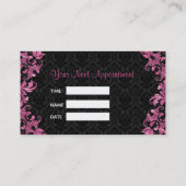 Roze Metallic Kant Zwart Damasks- Afspraak Afsprakenkaartje (Achterkant)