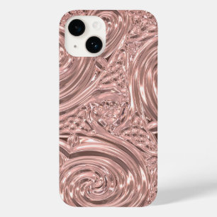 Roze metallic look elegant Victoriaans art nouveau Case-Mate iPhone 14 Hoesje