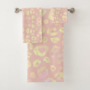 Roze Metallic luipaard Patroon Bad Handdoek