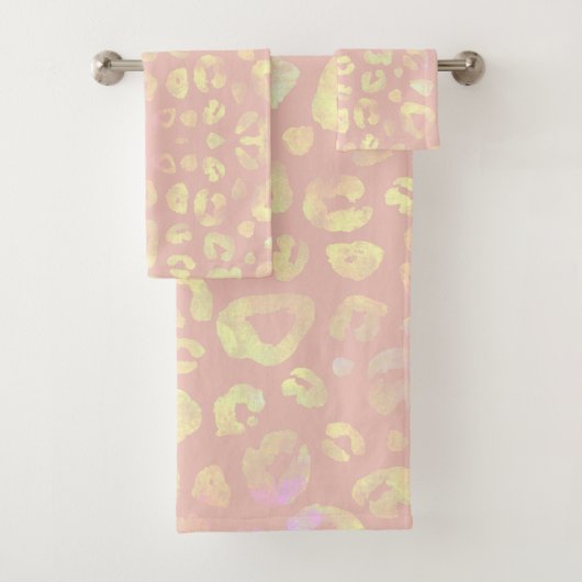 Roze Metallic luipaard Patroon Bad Handdoek (Insitu)