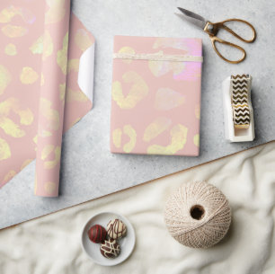 Roze Metallic luipaard Patroon Cadeaupapier
