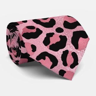 Roze Metallic Luipaardprint Stropdas