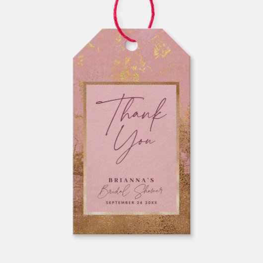 Roze Metallic & Rose Goud Favor Cadeaulabel (Voorkant)