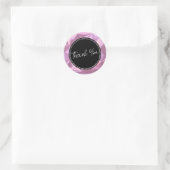 Roze Metallic Script Bedankt Zakelijk Ronde Sticker (Tas)