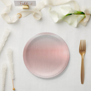 Roze Metallic Trouw Baby Shower Papieren Bordje