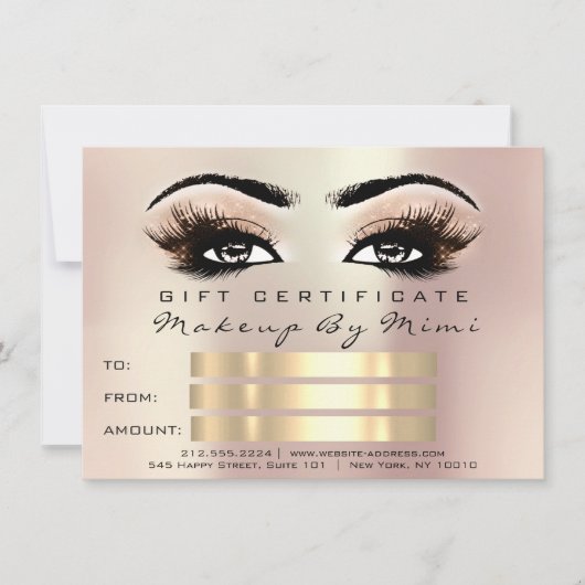 Roze Metallic Wimper Make-up Artiest Certificaat C (Voorkant)