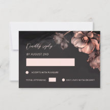 Roze Metallic Zwarte Bloemen