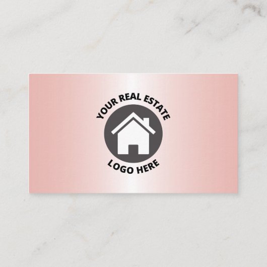 Roze metallisch onroerend goed visitekaartje (Achterkant)