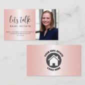 Roze metallisch onroerend goed visitekaartje (Voorkant / Achterkant)