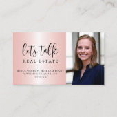 Roze metallisch onroerend goed visitekaartje (Voorkant)
