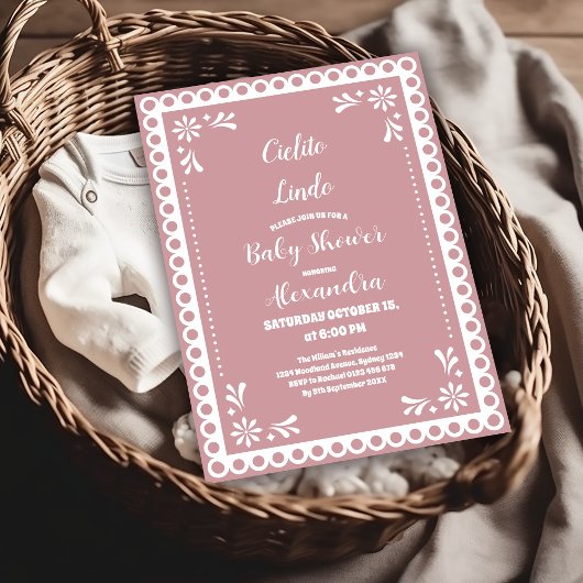 Roze Mexicaans Cielito Lindo Baby shower Kaart