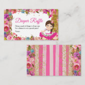 Roze Mexicaans Meisje Fiesta Baby Shower Luier Raf Informatiekaartje (Voorkant / Achterkant)