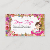 Roze Mexicaans Meisje Fiesta Baby Shower Luier Raf Informatiekaartje (Voorkant)