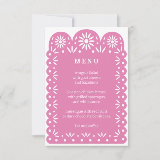 ROZE MEXICAANS PAPEL PICADO menu (Voorkant)