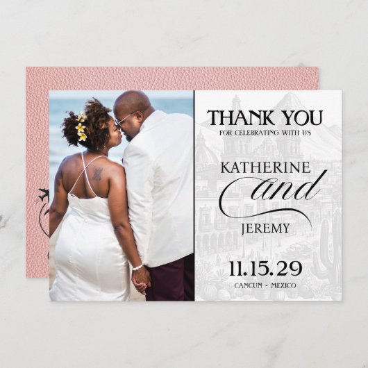 Roze Mexicaans paspoort Bedankkaart (Voorkant / Achterkant)