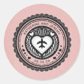 Roze Mexicaans paspoort Ronde Sticker (Voorkant)