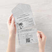 Roze Mexicaans Paspoort Trouwen All In One Uitnodiging (Afscheurbaar)