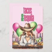 Roze Mexicaans Thema Afscheid Van De Meisjes Kaart (Voorkant / Achterkant)