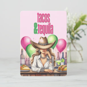 Roze Mexicaans thema vrijgezellenfeest Kaart