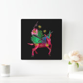 Roze Mexicaanse Alebrije Wooden Box Sign Vierkante Klok (Huis)