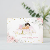 Roze Mexicaanse Angel Baby Heaven Sent Baby shower Bedankkaart (Staand voorkant)