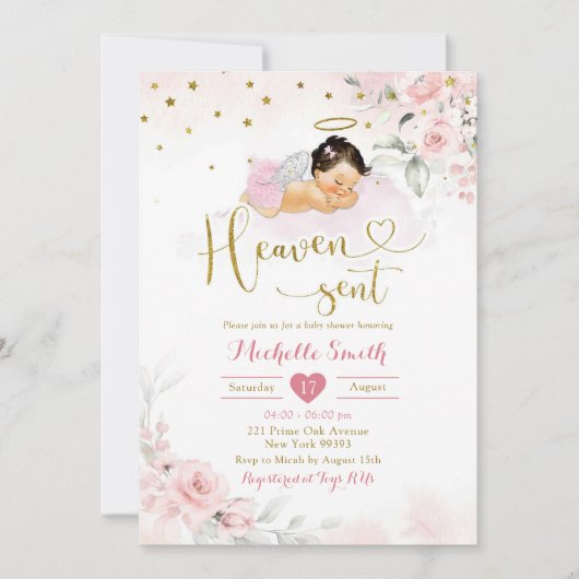 Roze Mexicaanse Angel Baby Heaven Sent Baby shower Kaart (Voorkant)