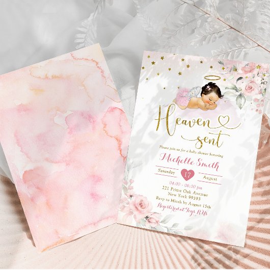 Roze Mexicaanse Angel Baby Heaven Sent Baby shower Kaart