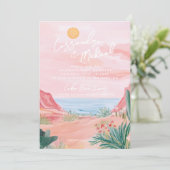 Roze Mexicaanse Bestemming Huwelijk Kaart (Staand voorkant)