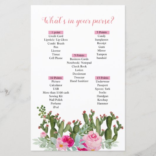 Roze Mexicaanse cactus Wat is er in je paardenspel (Voorkant)