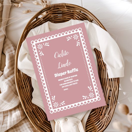 Roze Mexicaanse Cielito Lindo Diapper Raffle Informatiekaartje