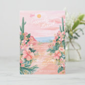 Roze Mexicaanse Destination Huwelijk Kaart (Staand voorkant)